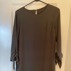 HM green silk bow tie sleeve dress size 6